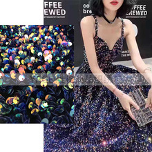 绒布亮片珠片面料 5mm叠片 晚装礼服时尚外单女装亮片面料 经典