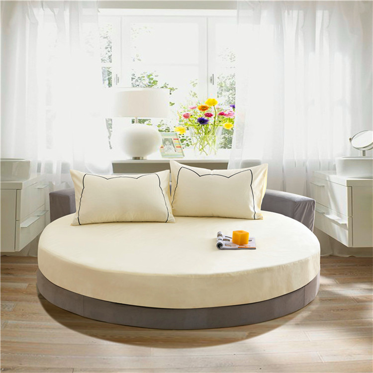 全棉圆床床笠纯棉圆形床单床罩宾馆酒店床垫保护套纯色2米2.2白色详情32