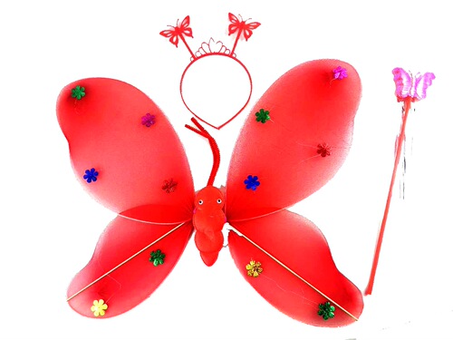 Factory direct sales sequin butterfly wings three-piece set double angel wings children's set children's performance props