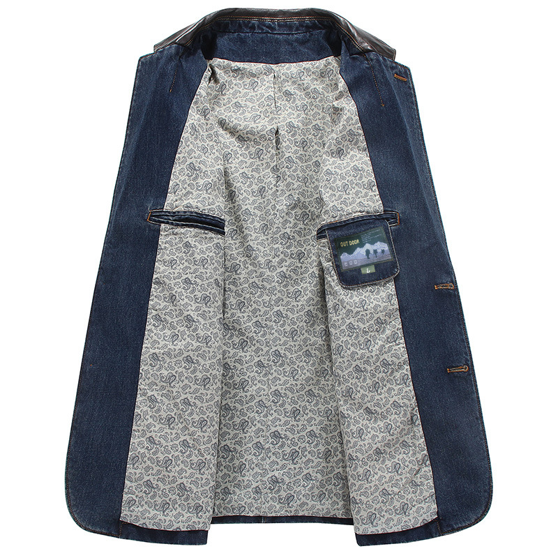 2018 primavera y otoño transfronterizo hombres Denim casual traje más tamaño traje de algodón de negocios chaqueta de los hombres 3158