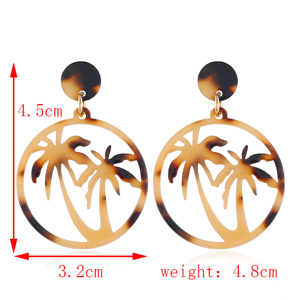 Cross-border New Arrival European And American Personalized Coconut Tree Earrings Cellulose Acetate Sheet Leopard Print Earrings Ear Studs Earrings Wholesale display picture 1