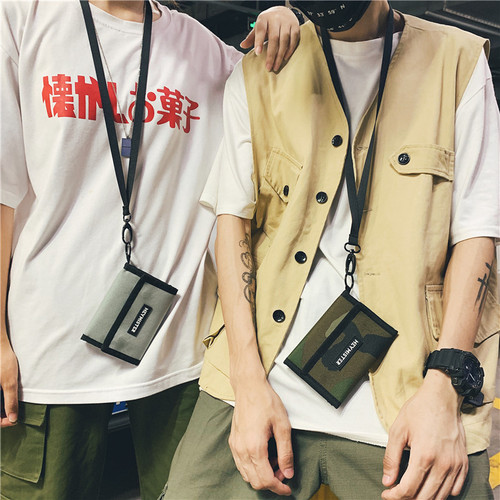 Trendy brand camouflage casual female student small bag sports wallet female Korean version male personality short style trendy coin purse wallet