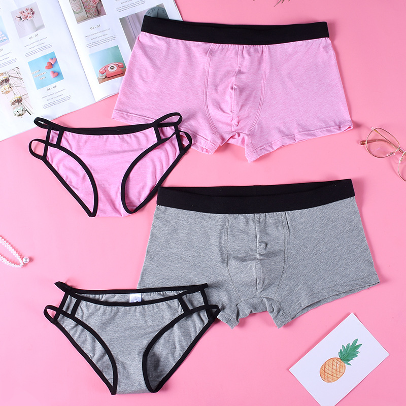 Simplicity fashion Couple underwear pure cotton sexy colour Flat angle triangle Couple underwear suit