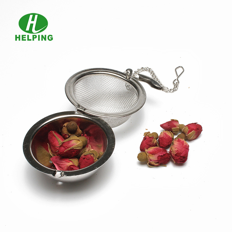 Infusor de té en forma de pelota con cadena, acero inoxidable 304, filtro de cocina para té o sopas