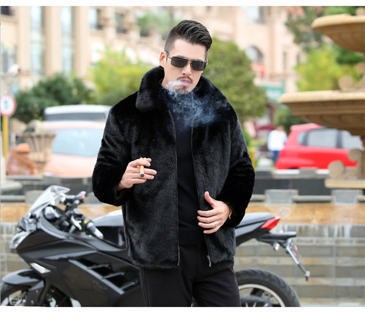 New Winter Imitation Mink Fur Coats Men Jacket Thick Turn Down