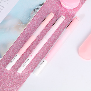 Korean Small Fresh Cute Girl Cherry Blossom Gel Pen 0.5mm Full Needle Tube Black Water-based Sign Pen for Students