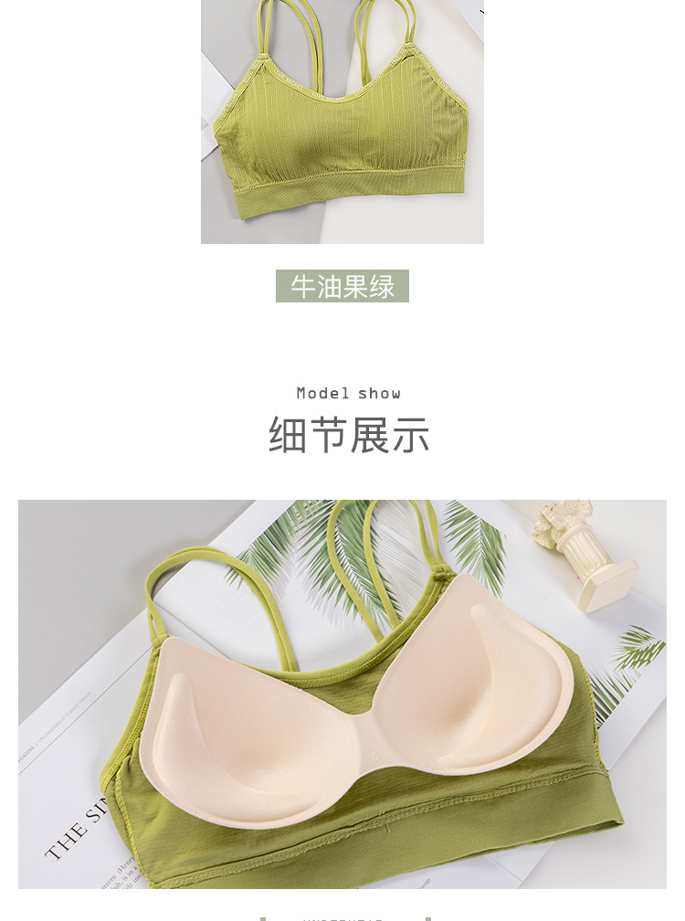 Naked ammonia ice silk breathable, beautiful back wrap, letter thin shoulder strap, gathering fashion, strapless top, base layer sports bra detail image 11