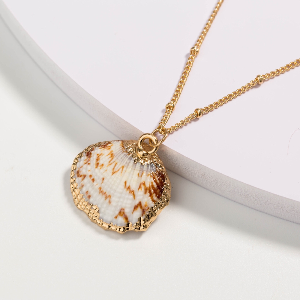 Fashion Coral Stone Clavicle Chain Gold Coin Natural Shell Pendant Multilayer Alloy Necklace For Women display picture 15