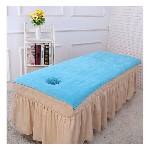 Wholesale beauty salon special foot bath massage disposable large size bed towels with holes thickened beauty bed bath towels sheets