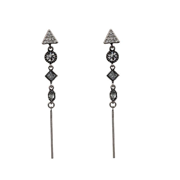 厂家直销耳饰批发复古个性  S925银针真金电镀捷克钻耳钉长款耳饰