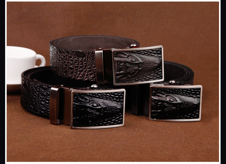 Men's Belt Automatic Sliding Buckle Belt Faucet Leather Leading Crocodile Pattern Cowhide Casual Belt display picture 9