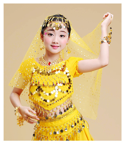 Children's Indian dance performance accessories earrings, bracelets, necklaces, ethnic veils, turbans, belly dance colorful headwear