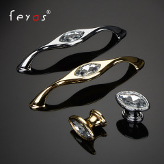 水晶拉手金色歐式高檔衣櫃門櫥櫃酒櫃鞋櫃把手柜子抽屜鑲鑽石單孔