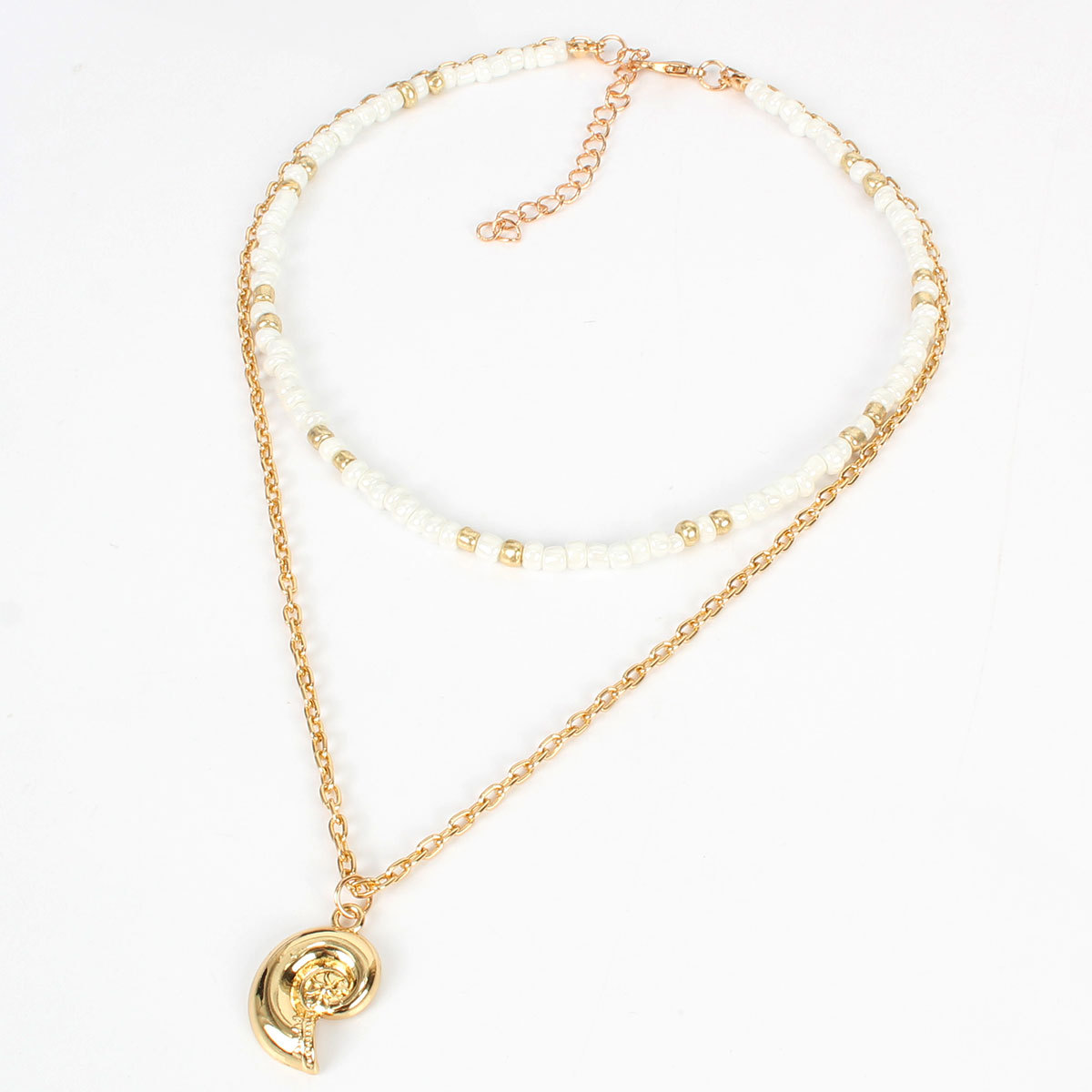 White Rice Pearl Conch Short Clavicle Neck Chain Boho Handmade Necklace Women display picture 2