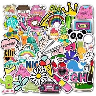 50 cartoon fresh Amazon popular non-infringement luggage stickers super waterproof graffiti luggage stickers