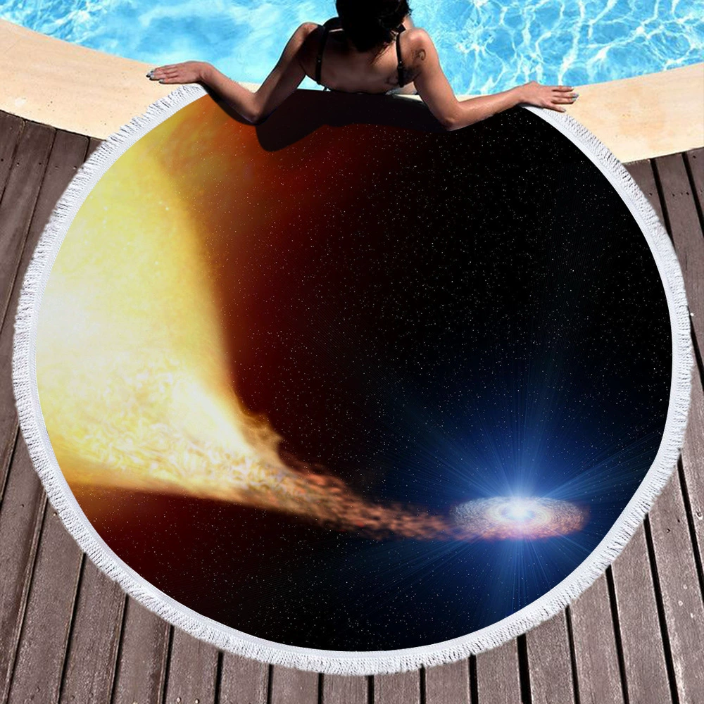 2 дня Amazon взрывы черная дыра пляжное полотенце из микрофибры круглое 150 см, чтобы фигурка креативные подарки