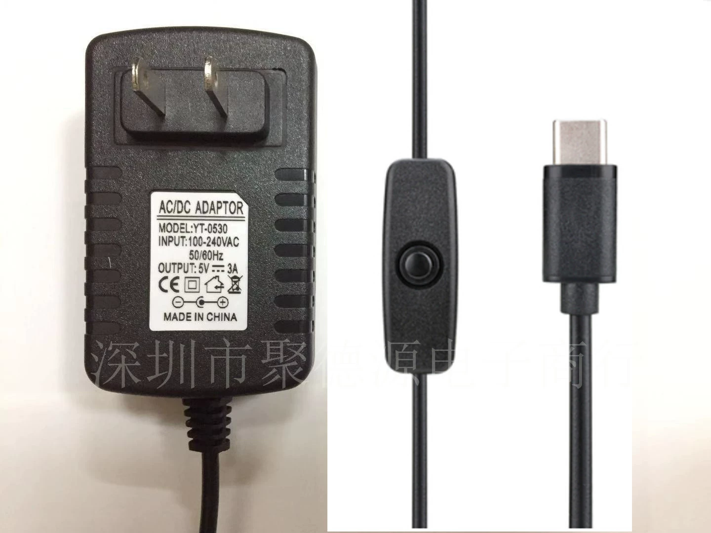 5V3A адаптер питания Raspberry Pi 4-го поколения 4B выделенный Type-C с кнопкой переключения зарядного устройства черный 5V3A