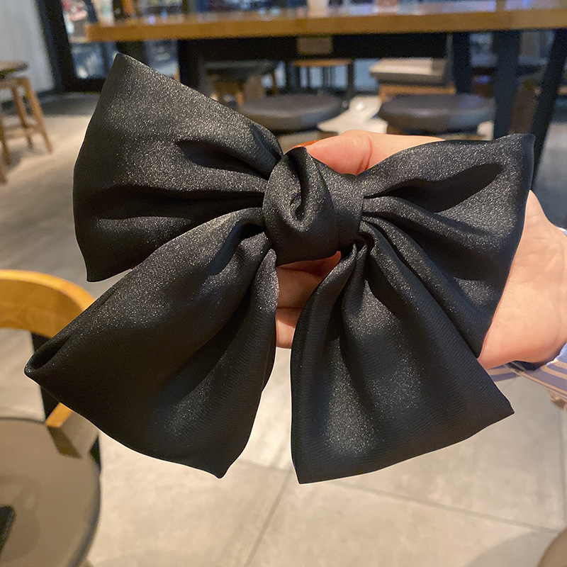 Women'S Gender Pink, Red, Green, Black Color Satin Big Bow Hairpin Spring Clip Hairpin Ponytail Clip Hair Accessories