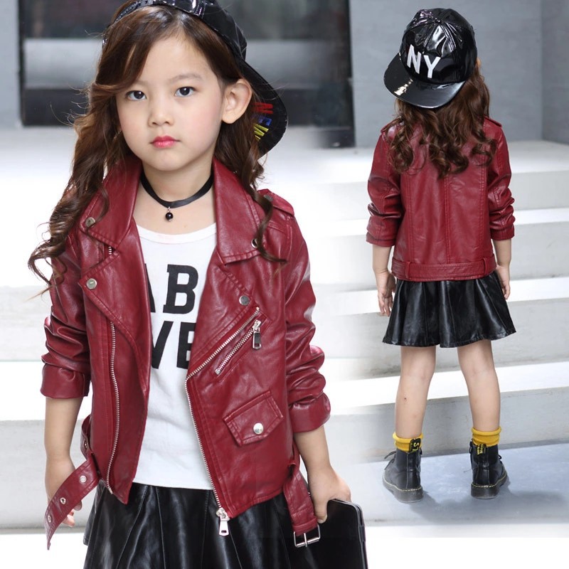 Fashion Solid Color Pu Girls Outerwear display picture 4