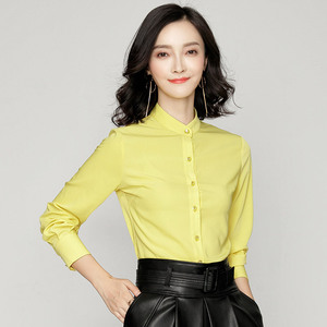 Shirt women’s long sleeve Korean style spring and autumn Korean women’s loose and thin chiffon shirt top collar