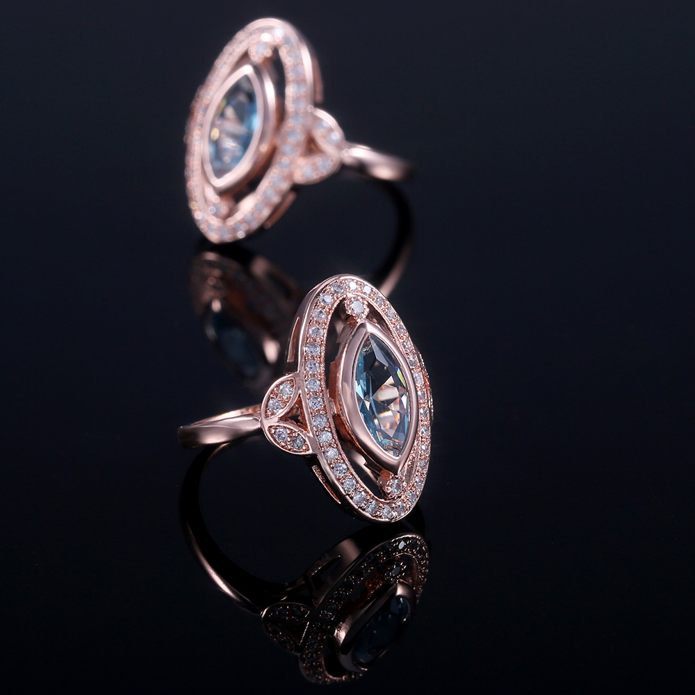 Fashion Copper Plated Rose Gold Micro-set Zircon Ring Female Wholesale display picture 2