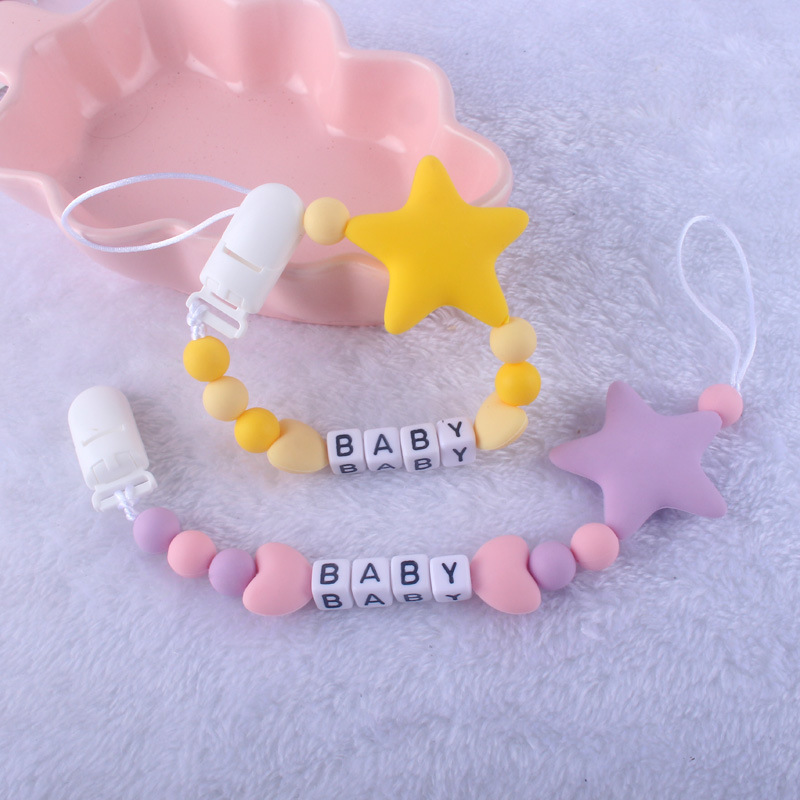 Suministros para bebés calmante clip de chupete de silicona bebé cadena anti-caída cuentas de silicona Cadena de chupete Comercio exterior Amazon nuevo
