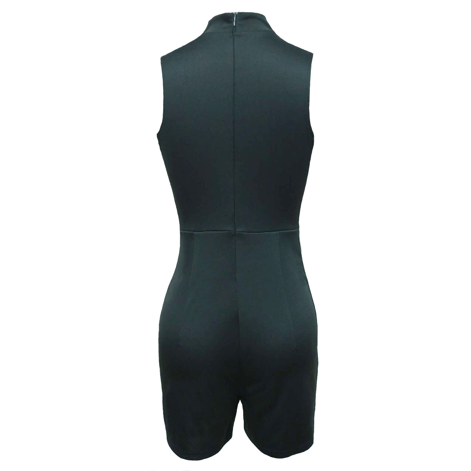 Mono con cuello en V y apliques de color liso para mujer