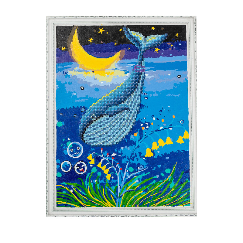 跨境数字油画钻石画DIY手工异5D魔方钻风景动物彩绘挂画30*40