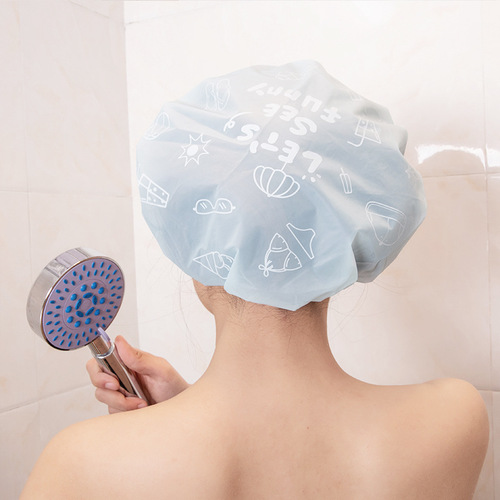 Cartoon thickened bathroom waterproof shower cap for women waterproof bathing and bathing cap environmentally friendly shampoo cap anti-oil fume hat