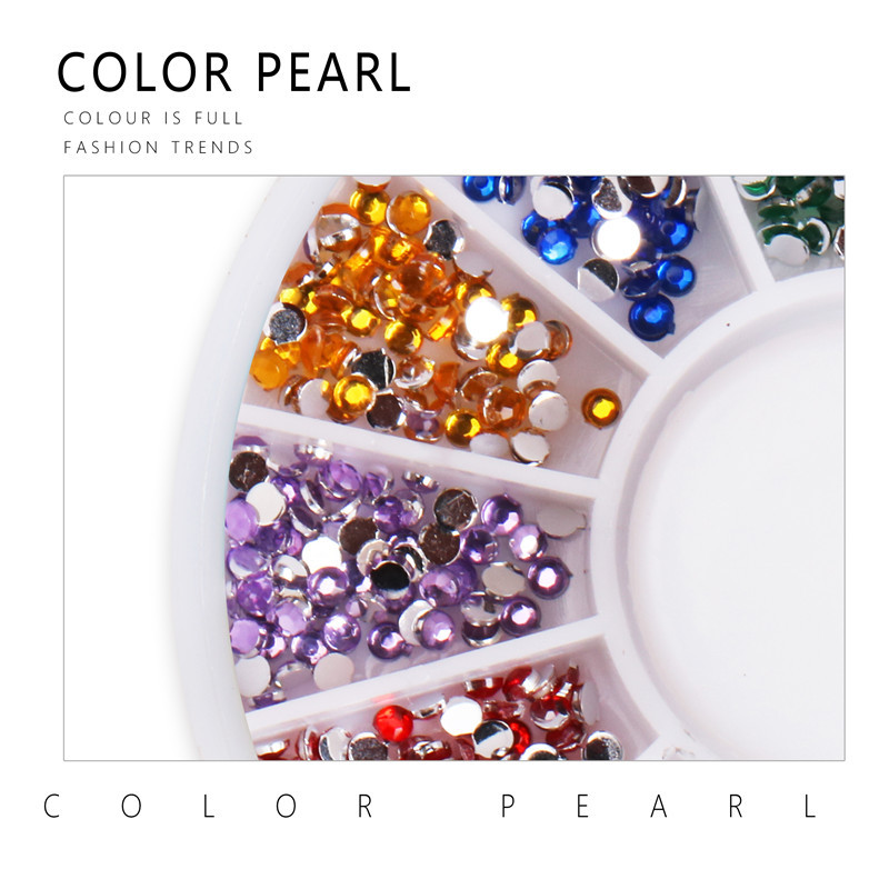 Cross-border especial de 12 colores de uñas de diamante plano de uñas de disco de joyería de color resina diamante imitación mesa de 1,5mm