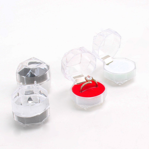 戒指盒子创意外贸礼品透明塑料八角耳钉珠宝饰品展示首饰包装盒