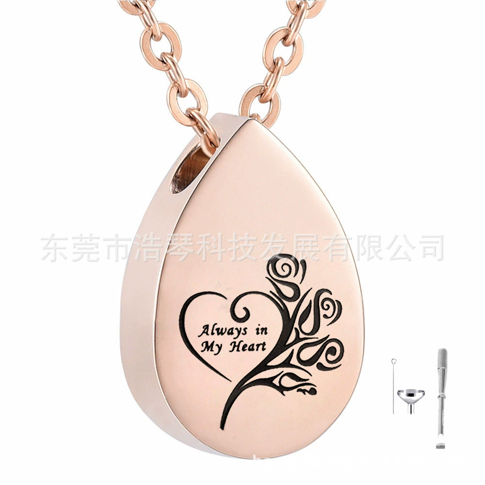 Титана стали капли в форме розы пекла шкатулка кулон памятные родственники домашнее животное пекла ожерелье Мода флакон духов