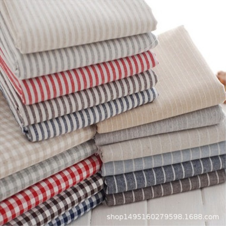沙發布格子條紋色織棉麻  其他麻類面料麻布 家紡面料 麻布色織