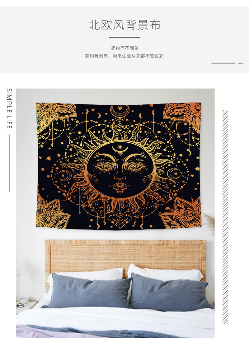 Cross-border Wall Decoration Ins Wind Gradient Moon Tapestry Wall Decorations Beach Towel Decorative Cloth display picture 1