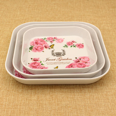 Melamine Fruit Bowl Square Dry Fruit Plate Snack Plate Candy Plate Tableware Manufacturer Gift Set of 3 Direct Sale