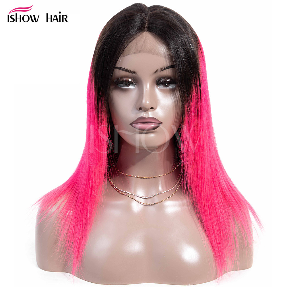 Pink wig headgear 1B/pink# straight 4*4...