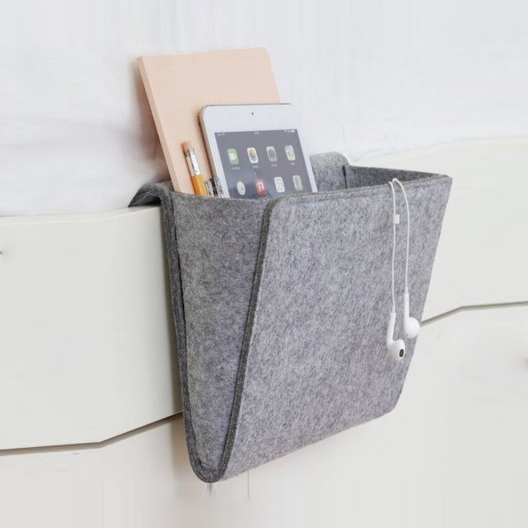 床頭置物袋 沙發放手機遙控器毛氈挂袋 宿舍上鋪牆挂式床邊收納袋