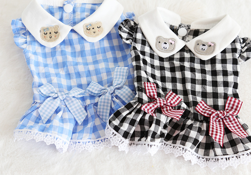 动物娃娃领格子裙