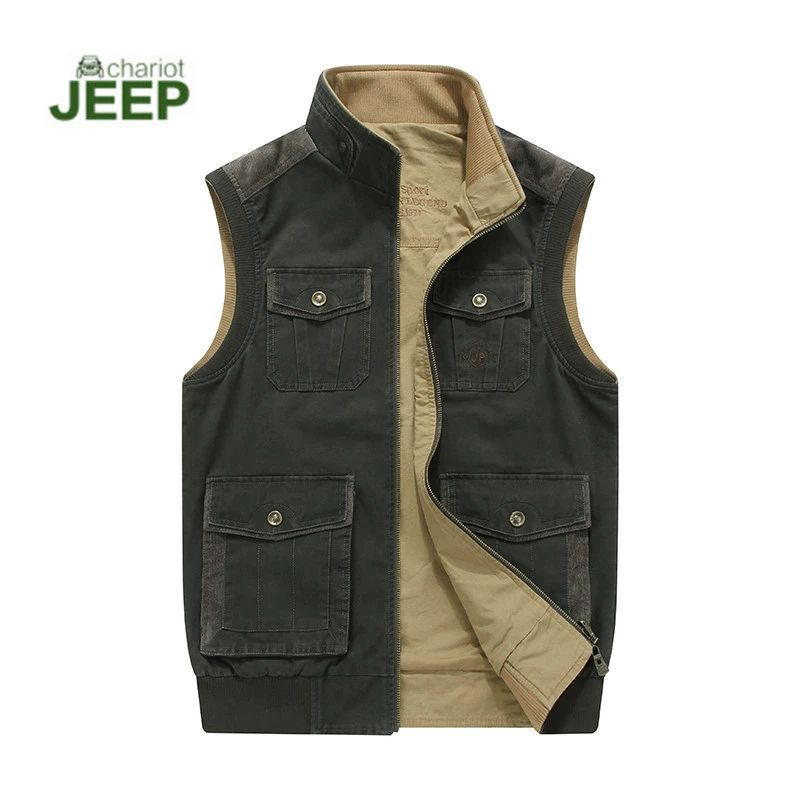 9959 Jeep, мужской повседневный жилет, на весну и осень, двухсторонний жилет с несколькими карманами, мужской жилет, куртка