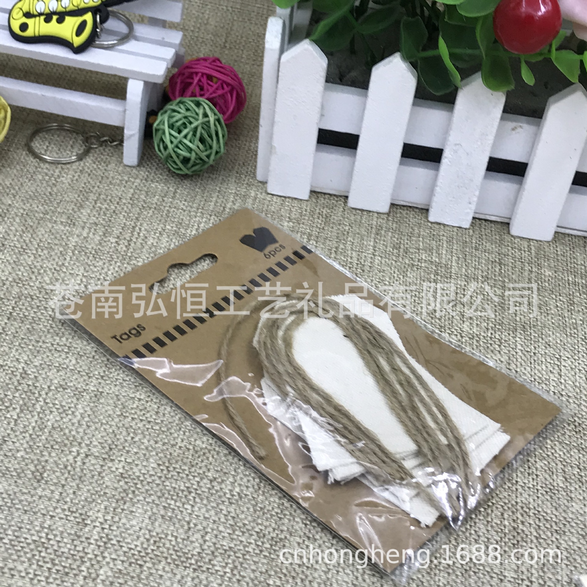 可定制DlY帆布吊牌套装麻绳吊牌6件装