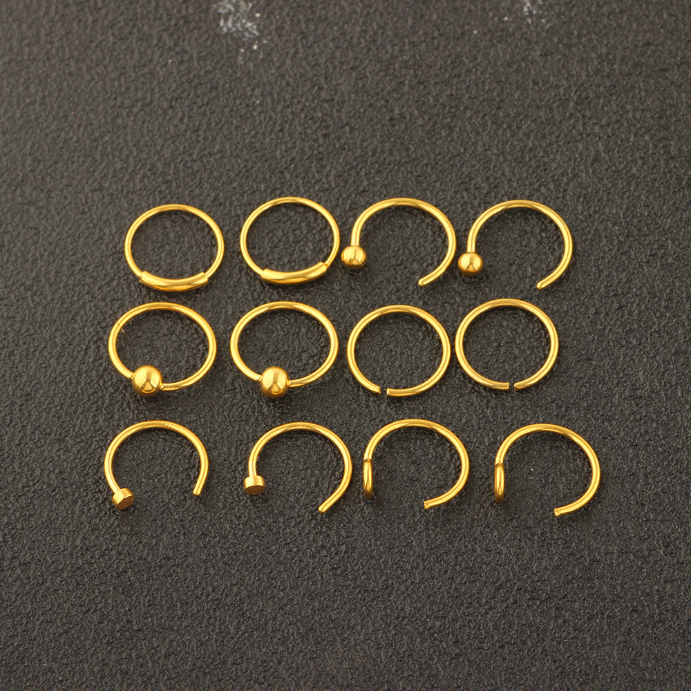 12-Pack Stainless Steel Nose Rings Nose Studs with Blessing Motif - Blue Geometric Earring Piercing Jewelry Set detail image 18