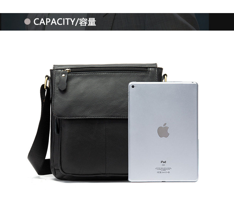 Túi đeo chéo nam da bò thật 24×8×27 cm nắp gập — Xanh quân đội, nâu, Màu đen, Cà phê chi tiết 49