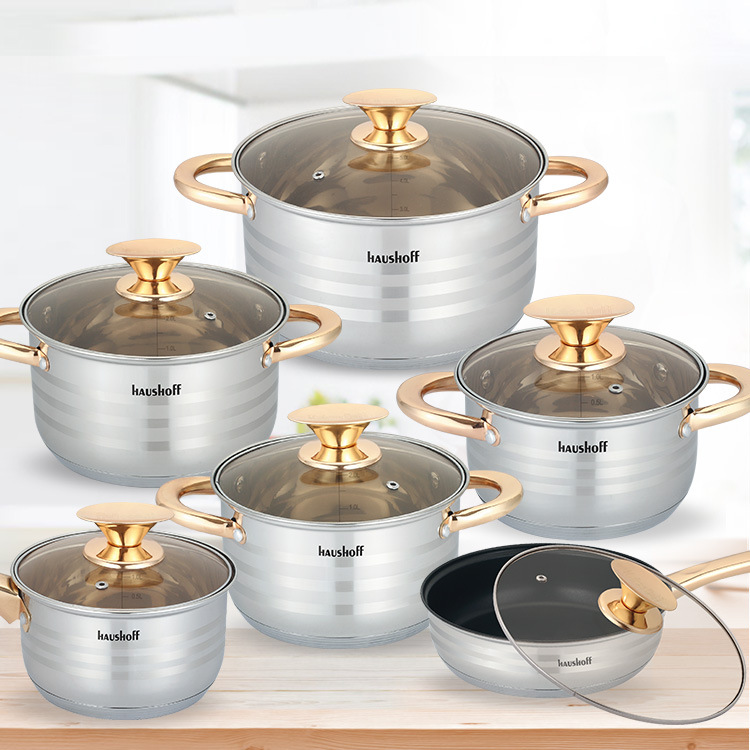 Stainless steel pot set 12-piece stainle...