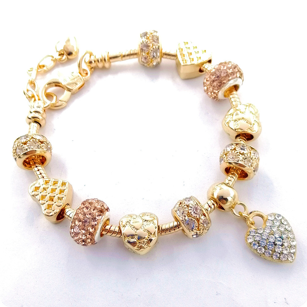40g Weight Alloy Pendant Material Diamond Inlay Material Bracelets Classification Alloy Chain Material 1 Piece Quantity Holiday, Daily, Street Occasion Alloy Material Letter, Heart Shape Pattern Unisex Gender Plating Design Simple Style Style Simple Style Letter Heart Shape Diamond Alloy Wholesale Bracelets 7