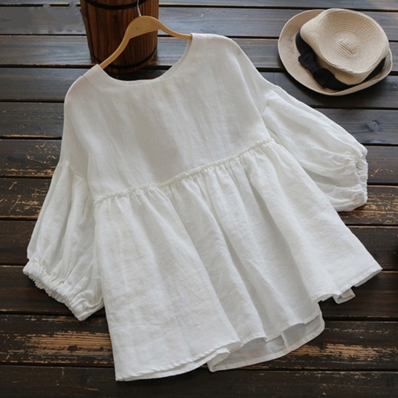 2019新型の人気大きいサイズの婦人服の純色の日本の5分の袖の子供のシャツの上着|undefined