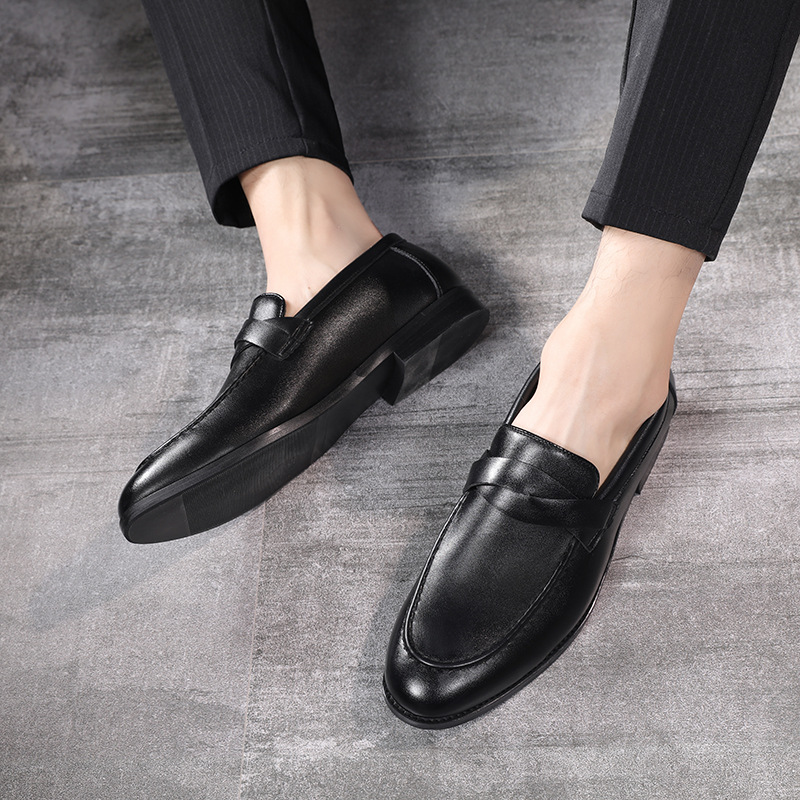 Young small leather shoes slip-on men's shoes casual shoes_voghion.com