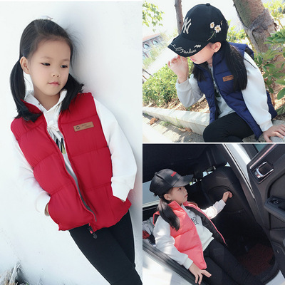 winter 2019 new pattern Korean Edition Fashion men and women Children Solid Stand collar Down cotton children Vest vest