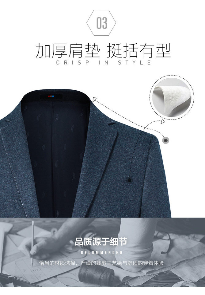Áo vest nam dạ lông cừu dáng ôm cổ vest dài tay — Màu xanh, Màu xám, Màu đen chi tiết 8