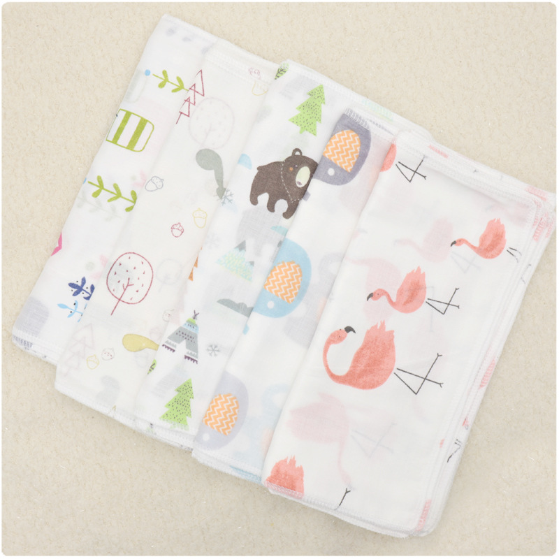 25*25双层高密度印花纱布手帕喂奶巾婴儿纱巾小方巾宝宝口水巾|ru