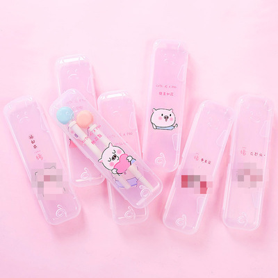 1701 lovely Cartoon Pig modelling Pencil case transparent Scrub multi-function High-capacity storage box student Stationery